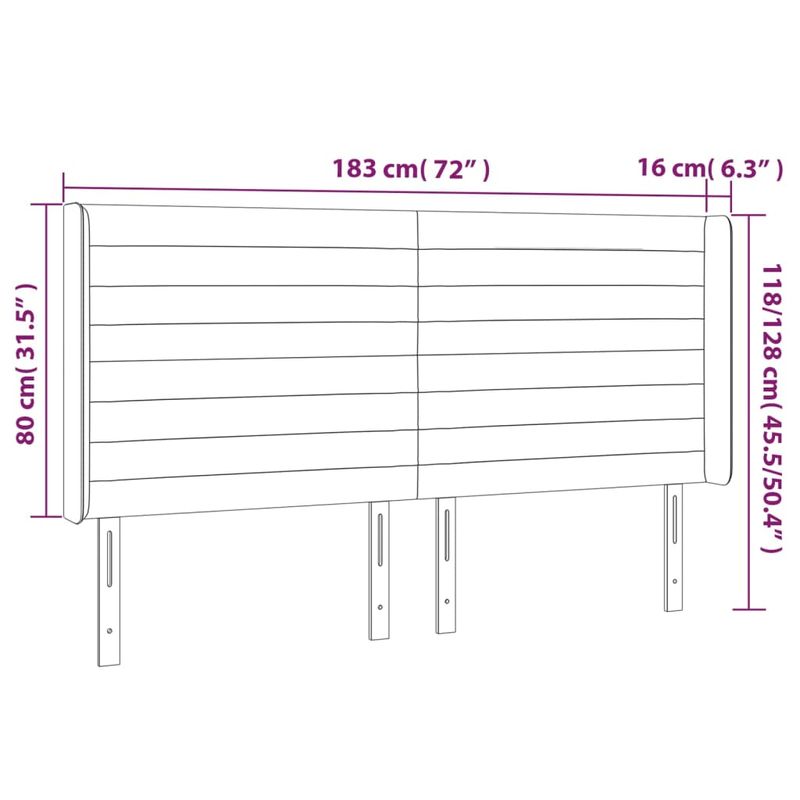 Casa si Gradina - Mobilier - Paturi si accesorii - Accesorii paturi - Tablie de pat cu LED, albastru inchis, 183x16x118/128cm catifea - Infinity.ro