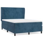 Casa si Gradina - Mobilier - Paturi si accesorii - Paturi - Pat box spring cu saltea, albastru inchis, 140x200 cm, catifea - Infinity.ro
