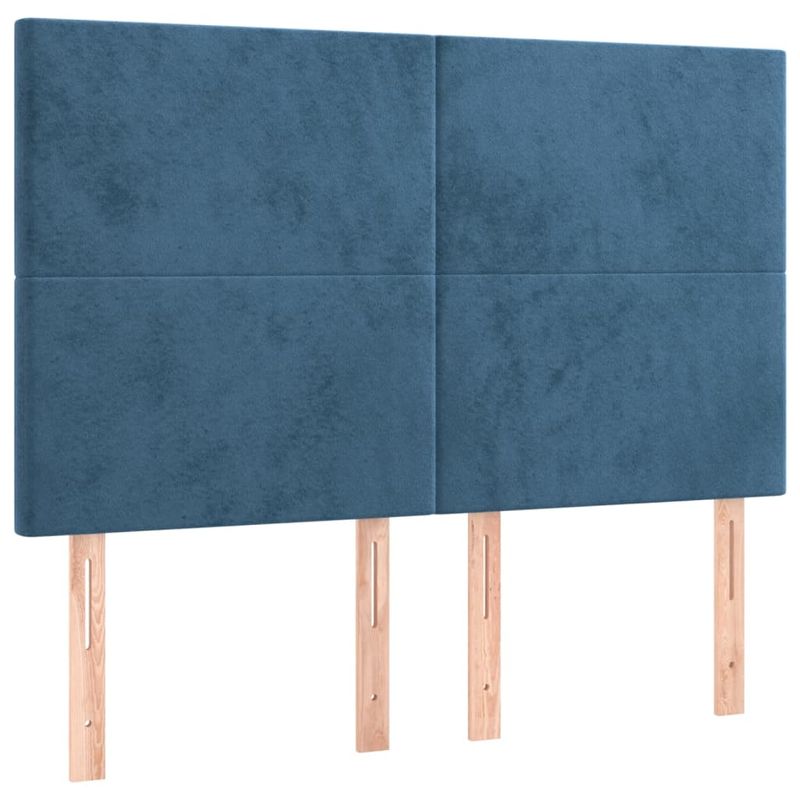 Casa si Gradina - Mobilier - Paturi si accesorii - Paturi - Pat box spring cu saltea, albastru inchis, 140x200 cm, catifea - Infinity.ro