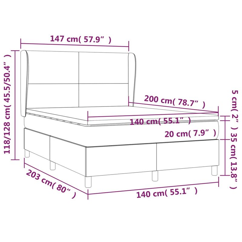 Casa si Gradina - Mobilier - Paturi si accesorii - Paturi - Pat box spring cu saltea, albastru inchis, 140x200 cm, catifea - Infinity.ro