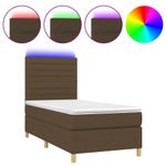 Casa si Gradina - Mobilier - Paturi si accesorii - Paturi - Pat cu arcuri, saltea si LED, maro inchis, 90x200 cm, textil - Infinity.ro