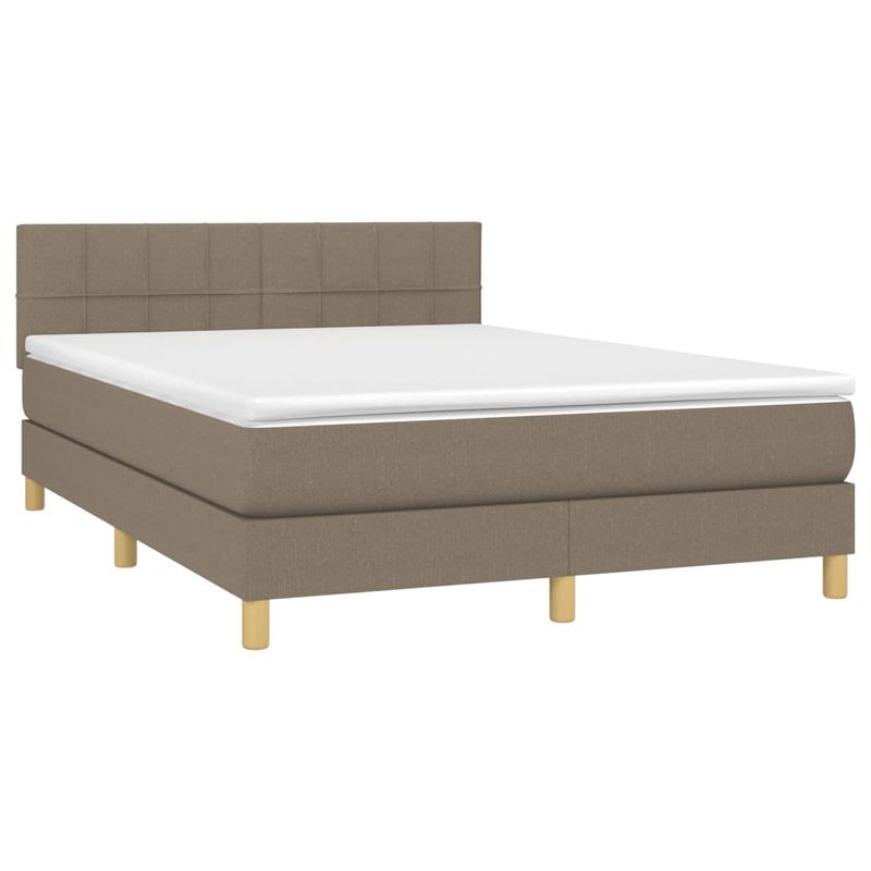 Casa si Gradina - Mobilier - Paturi si accesorii - Paturi - Pat cu arcuri, saltea si LED, gri taupe, 140x190 cm, textil - Infinity.ro