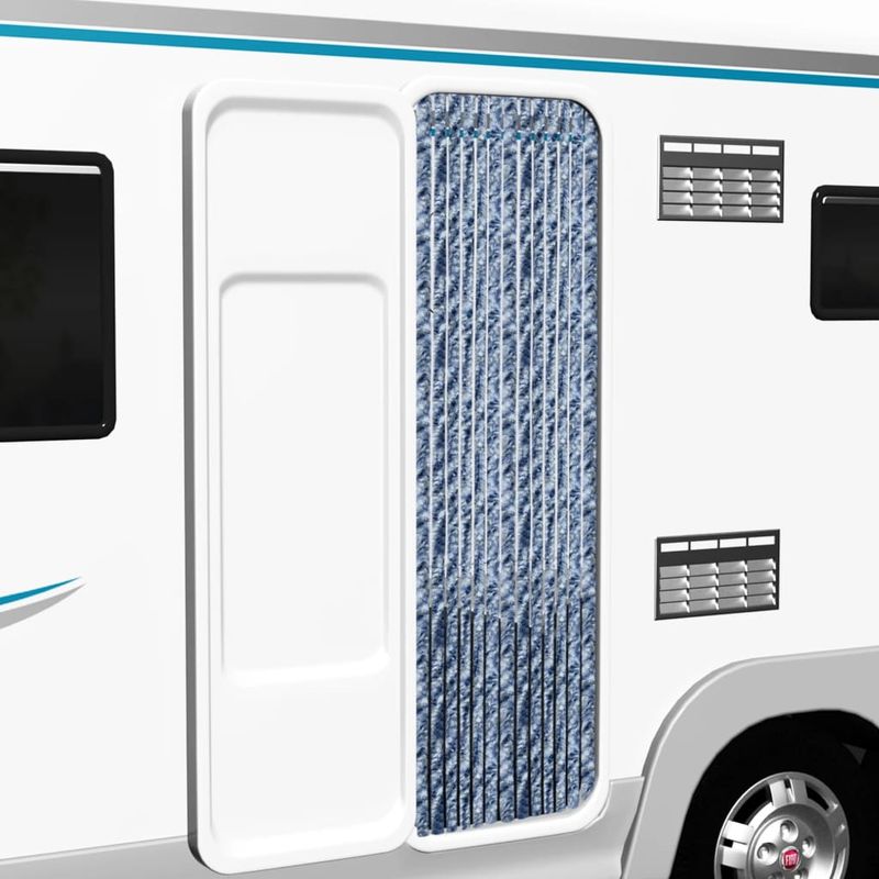 Casa si Gradina - Textile si covoare - Rulouri si jaluzele - Perdea pentru insecte, albastru si alb, 120 x 220 cm, chenille - Infinity.ro