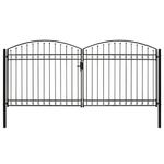 Casa si Gradina - Constructii - Usi interior, exterior si garaj - Usi garaj - Poarta de gard dubla cu varf in arcada, negru, 400x200 cm, otel - Infinity.ro