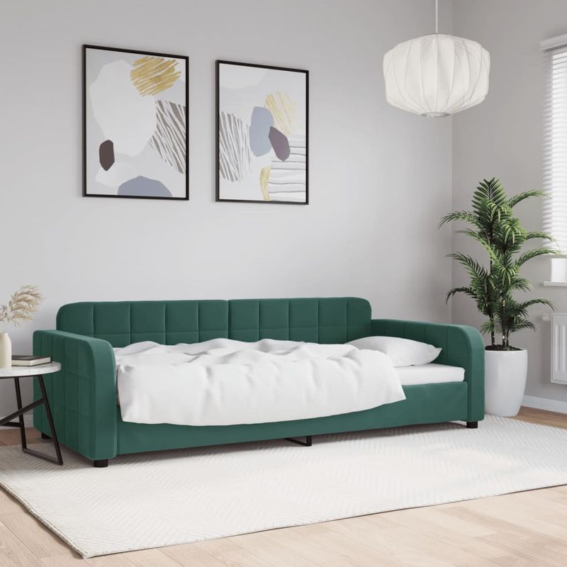 Casa si Gradina - Mobilier - Paturi si accesorii - Paturi - Cadru de pat, verde inchis, 90x200 cm, catifea - Infinity.ro