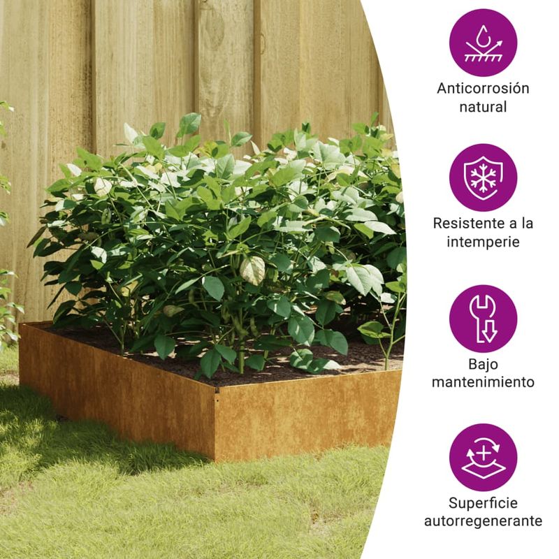 Casa si Gradina - Gradinarit si plante - Plante si ghivece - Ghivece si suporturi - Strat inaltat de gradina, 100x100x33,5 cm, otel corten - Infinity.ro