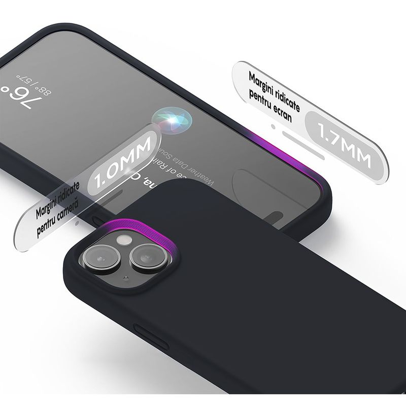 Laptop, Telefoane si Tablete - Telefoane mobile si accesorii - Accesorii Telefoane - Huse telefoane - Husa Casey Studios pentru iPhone 15 Plus, Soft Silicone Premium, Microfibra in Interior, Albastru inchis - Infinity.ro