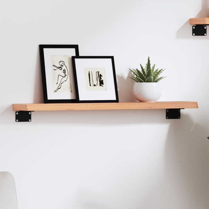 Casa si Gradina - Mobilier - Biblioteci si rafturi - Rafturi - Polita perete maro deschis 60x10x2 cm lemn masiv stejar tratat - Infinity.ro