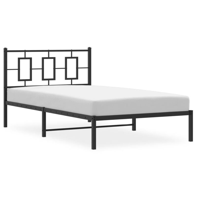 Casa si Gradina - Mobilier - Paturi si accesorii - Paturi - Cadru de pat din metal cu tablie, negru, 107x203 cm - Infinity.ro