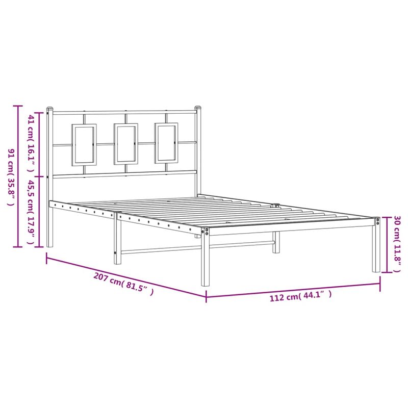 Casa si Gradina - Mobilier - Paturi si accesorii - Paturi - Cadru de pat din metal cu tablie, negru, 107x203 cm - Infinity.ro