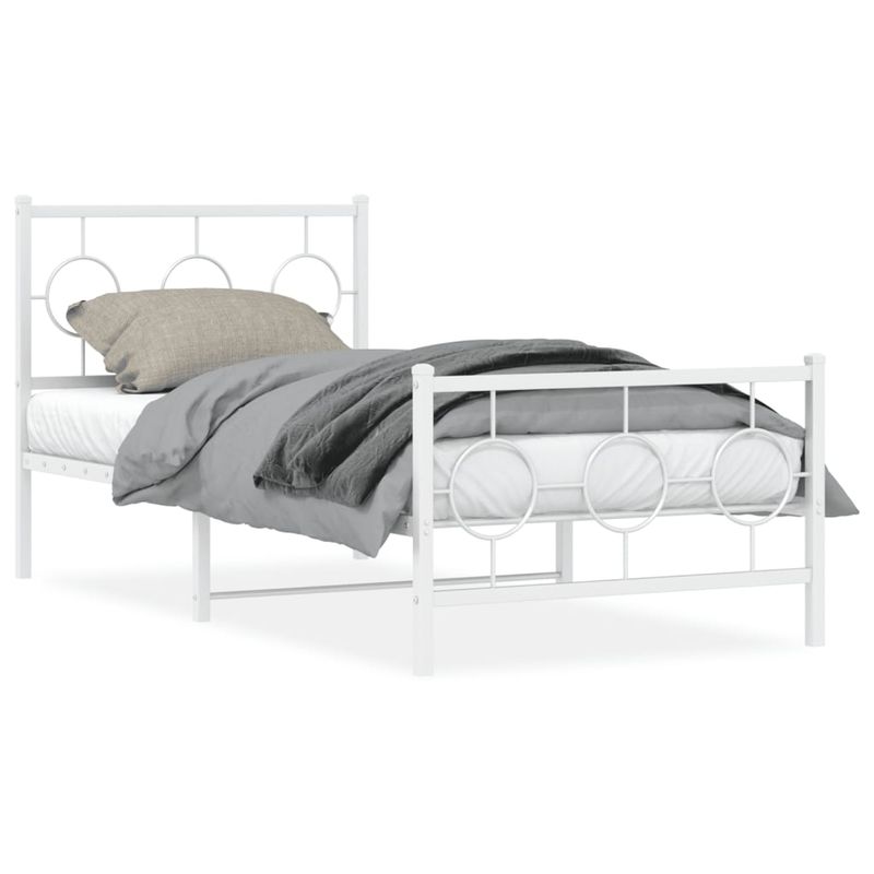 Casa si Gradina - Mobilier - Paturi si accesorii - Paturi - Cadru de pat metalic cu tablie de cap/picioare, alb, 90x190 cm - Infinity.ro