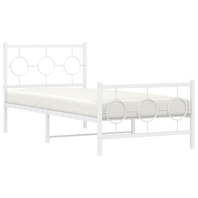 Casa si Gradina - Mobilier - Paturi si accesorii - Paturi - Cadru de pat metalic cu tablie de cap/picioare, alb, 90x190 cm - Infinity.ro