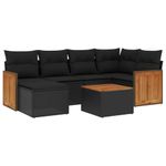 Casa si Gradina - Gradina si terasa - Mobilier exterior - Seturi mobila gradina - Set canapele de gradina cu perne, 7 piese, negru, poliratan - Infinity.ro