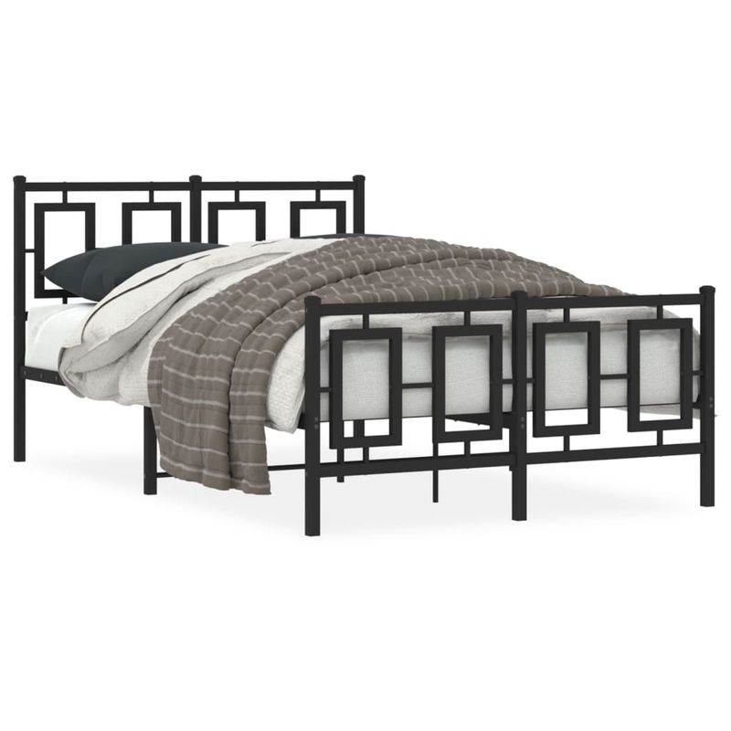 Casa si Gradina - Mobilier - Paturi si accesorii - Paturi - Cadru pat metalic cu tablie de cap/picioare, negru, 120x190 cm - Infinity.ro