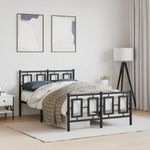 Casa si Gradina - Mobilier - Paturi si accesorii - Paturi - Cadru pat metalic cu tablie de cap/picioare, negru, 120x190 cm - Infinity.ro