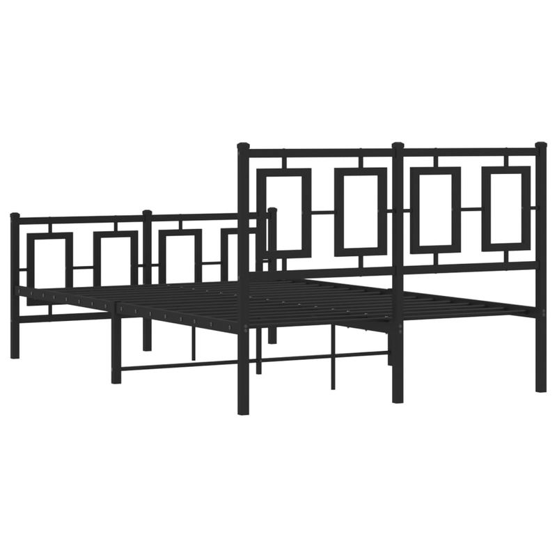Casa si Gradina - Mobilier - Paturi si accesorii - Paturi - Cadru pat metalic cu tablie de cap/picioare, negru, 120x190 cm - Infinity.ro
