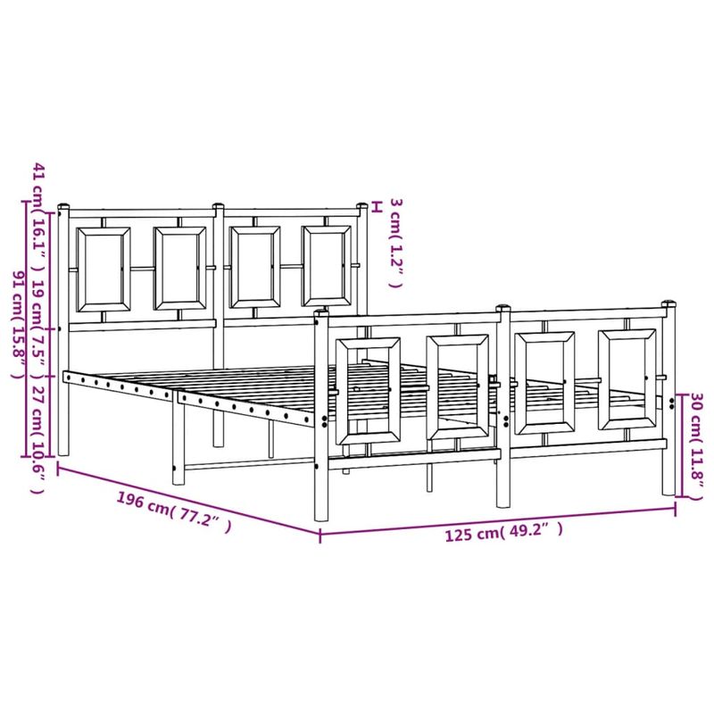 Casa si Gradina - Mobilier - Paturi si accesorii - Paturi - Cadru pat metalic cu tablie de cap/picioare, negru, 120x190 cm - Infinity.ro