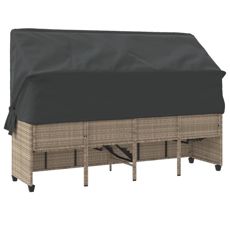 Casa si Gradina - Gradina si terasa - Mobilier exterior - Scaune si sezlonguri gradina - Sezlong cu baldachin si perne, gri deschis, poliratan - Infinity.ro