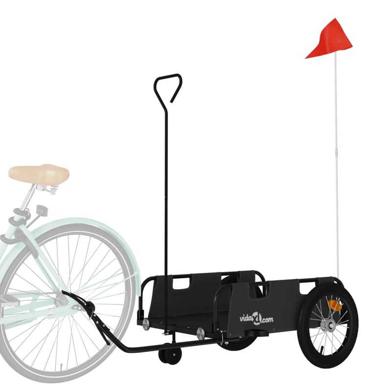 Sport si Outdoor - Ciclism - Accesorii pentru biciclete - Remorci biciclete - Remorca de bicicleta, negru, textil oxford și fier, mărime 124x64.5x36 cm - Infinity.ro