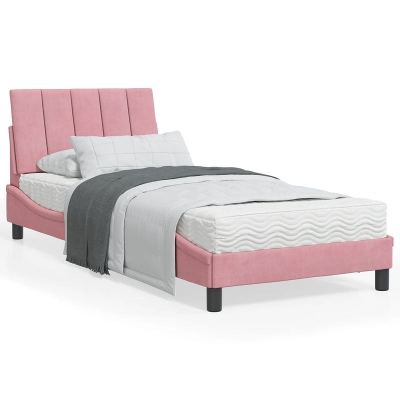 Casa si Gradina - Mobilier - Paturi si accesorii - Paturi - Cadru de pat cu tablie, roz, 80x200 cm, catifea - Infinity.ro