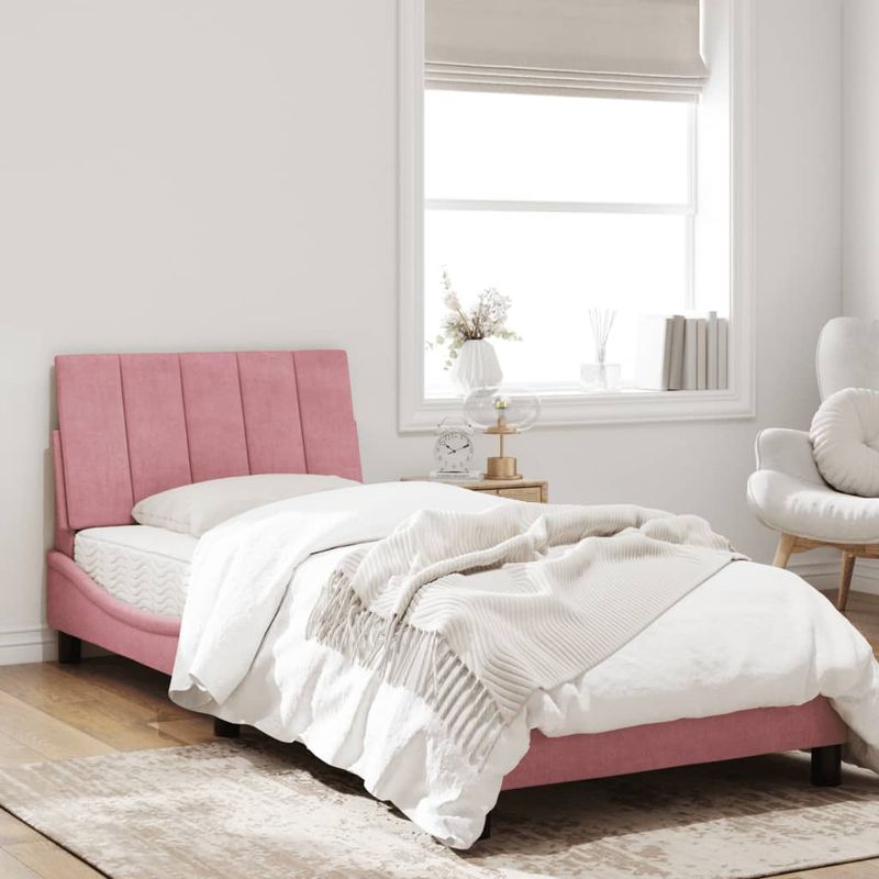 Casa si Gradina - Mobilier - Paturi si accesorii - Paturi - Cadru de pat cu tablie, roz, 80x200 cm, catifea - Infinity.ro