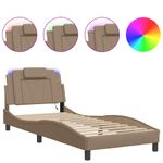 Casa si Gradina - Mobilier - Paturi si accesorii - Paturi - Cadru de pat cu lumini LED cappuccino 90x200 cm piele ecologica - Infinity.ro
