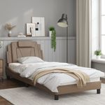 Casa si Gradina - Mobilier - Paturi si accesorii - Paturi - Cadru de pat cu lumini LED cappuccino 90x200 cm piele ecologica - Infinity.ro