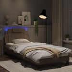 Casa si Gradina - Mobilier - Paturi si accesorii - Paturi - Cadru de pat cu lumini LED cappuccino 90x200 cm piele ecologica - Infinity.ro
