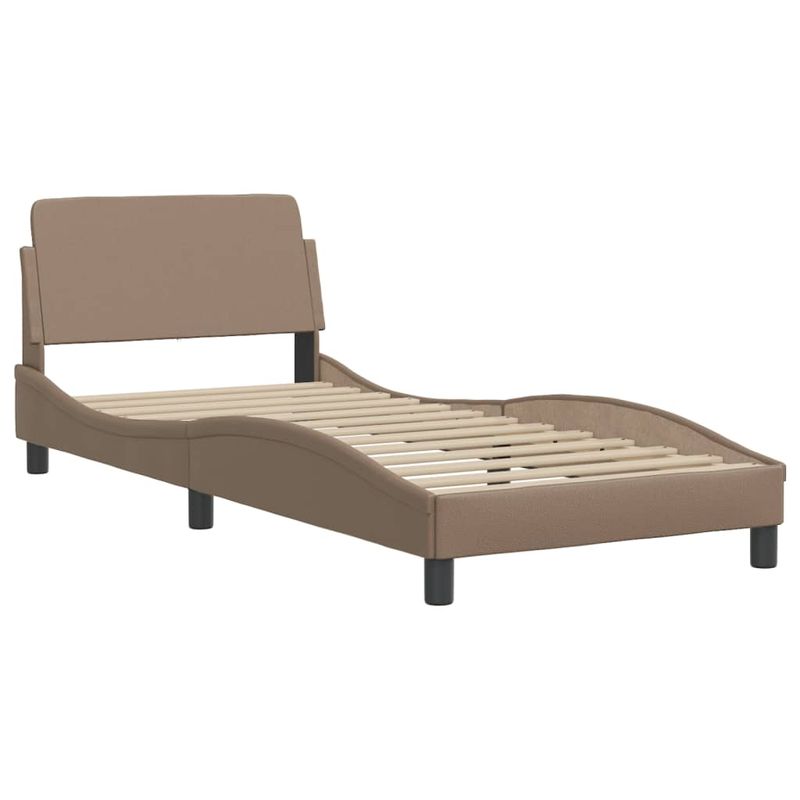 Casa si Gradina - Mobilier - Paturi si accesorii - Paturi - Cadru de pat cu lumini LED cappuccino 90x200 cm piele ecologica - Infinity.ro