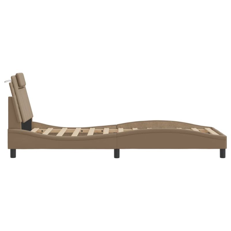 Casa si Gradina - Mobilier - Paturi si accesorii - Paturi - Cadru de pat cu lumini LED cappuccino 90x200 cm piele ecologica - Infinity.ro