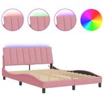 Casa si Gradina - Mobilier - Paturi si accesorii - Paturi - Cadru de pat cu lumini LED, roz, 140x200 cm, catifea - Infinity.ro
