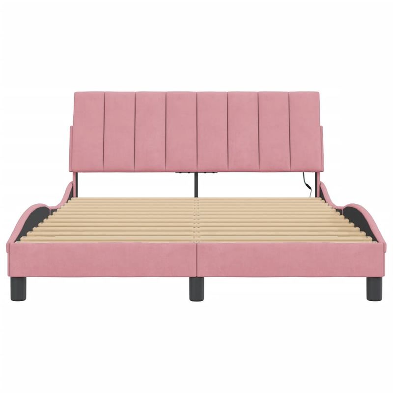 Casa si Gradina - Mobilier - Paturi si accesorii - Paturi - Cadru de pat cu lumini LED, roz, 140x200 cm, catifea - Infinity.ro