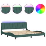 Casa si Gradina - Mobilier - Paturi si accesorii - Paturi - Cadru de pat cu lumini LED, verde inchis, 200x200 cm, catifea - Infinity.ro