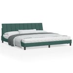 Casa si Gradina - Mobilier - Paturi si accesorii - Paturi - Cadru de pat cu lumini LED, verde inchis, 200x200 cm, catifea - Infinity.ro
