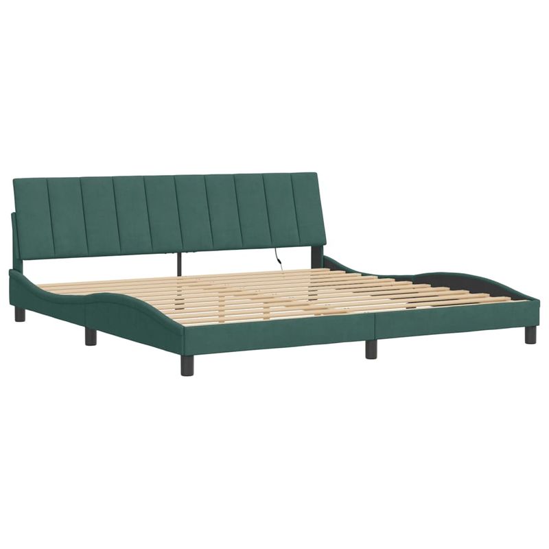 Casa si Gradina - Mobilier - Paturi si accesorii - Paturi - Cadru de pat cu lumini LED, verde inchis, 200x200 cm, catifea - Infinity.ro