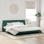 Casa si Gradina - Mobilier - Paturi si accesorii - Paturi - Cadru de pat cu lumini LED, verde inchis, 200x200 cm, catifea - Infinity.ro