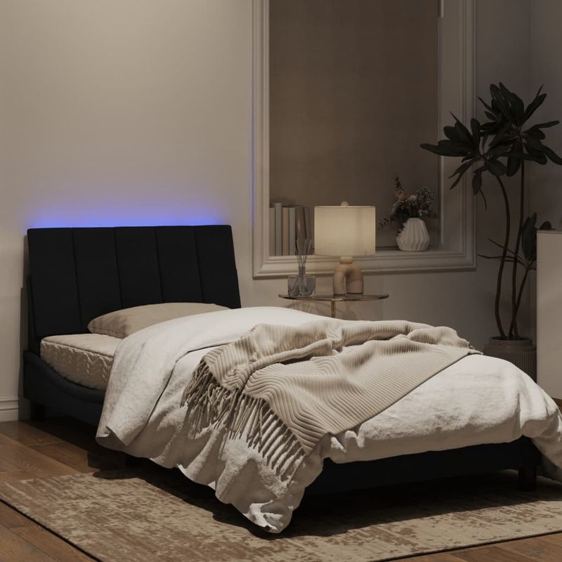 Casa si Gradina - Mobilier - Paturi si accesorii - Paturi - Cadru de pat cu lumini LED, negru, 100x200 cm, catifea - Infinity.ro