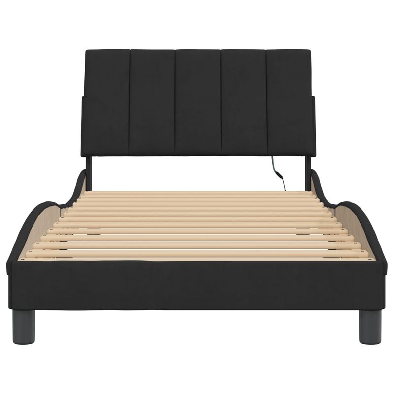 Casa si Gradina - Mobilier - Paturi si accesorii - Paturi - Cadru de pat cu lumini LED, negru, 100x200 cm, catifea - Infinity.ro