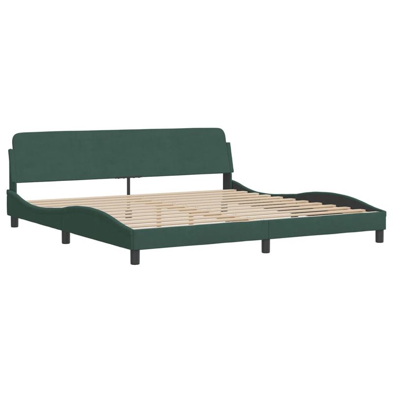 Casa si Gradina - Mobilier - Paturi si accesorii - Paturi - Cadru de pat cu lumini LED, verde inchis, 200x200 cm, catifea - Infinity.ro