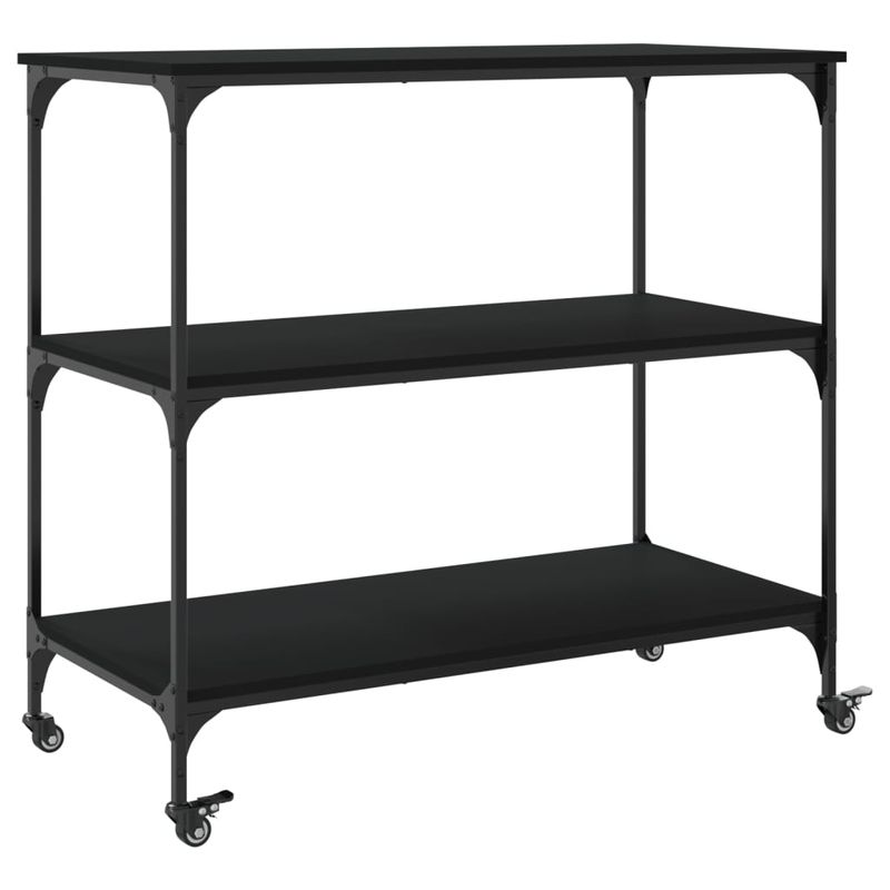 Casa si Gradina - Bucatarie si vesela - Ustensile bucatarie - Cosuri servire - Carucior de bucatarie, negru, 102x50x95 cm, lemn prelucrat - Infinity.ro