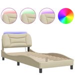 Casa si Gradina - Mobilier - Paturi si accesorii - Paturi - Cadru de pat cu lumini LED, crem, 90x200 cm, textil - Infinity.ro