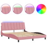 Casa si Gradina - Mobilier - Paturi si accesorii - Paturi - Cadru de pat cu lumini LED, roz, 160x200 cm, catifea - Infinity.ro