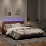 Casa si Gradina - Mobilier - Paturi si accesorii - Paturi - Cadru de pat cu lumini LED, roz, 160x200 cm, catifea - Infinity.ro