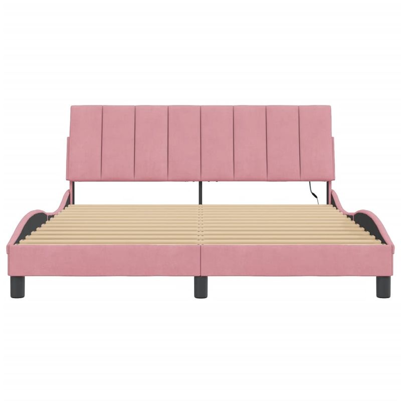 Casa si Gradina - Mobilier - Paturi si accesorii - Paturi - Cadru de pat cu lumini LED, roz, 160x200 cm, catifea - Infinity.ro