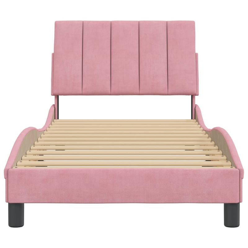 Casa si Gradina - Mobilier - Paturi si accesorii - Paturi - Cadru de pat cu tablie, roz, 90x200 cm, catifea - Infinity.ro