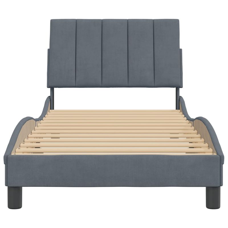 Casa si Gradina - Mobilier - Paturi si accesorii - Paturi - Cadru de pat cu tablie, gri inchis, 90x200 cm, catifea - Infinity.ro