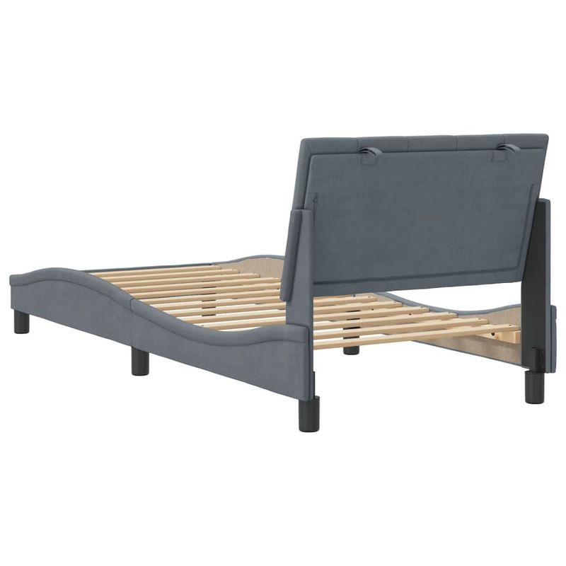 Casa si Gradina - Mobilier - Paturi si accesorii - Paturi - Cadru de pat cu tablie, gri inchis, 90x200 cm, catifea - Infinity.ro