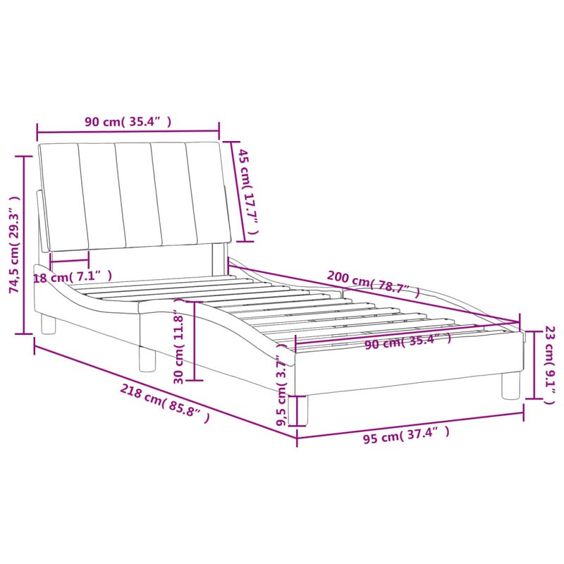 Casa si Gradina - Mobilier - Paturi si accesorii - Paturi - Cadru de pat cu tablie, gri inchis, 90x200 cm, catifea - Infinity.ro