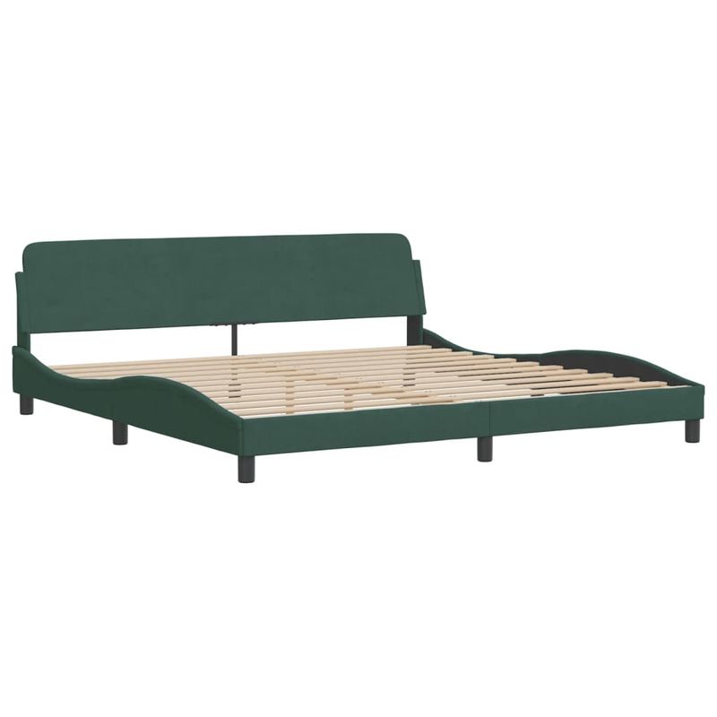 Casa si Gradina - Mobilier - Paturi si accesorii - Paturi - Cadru de pat cu tablie, verde inchis, 200x200 cm, catifea - Infinity.ro
