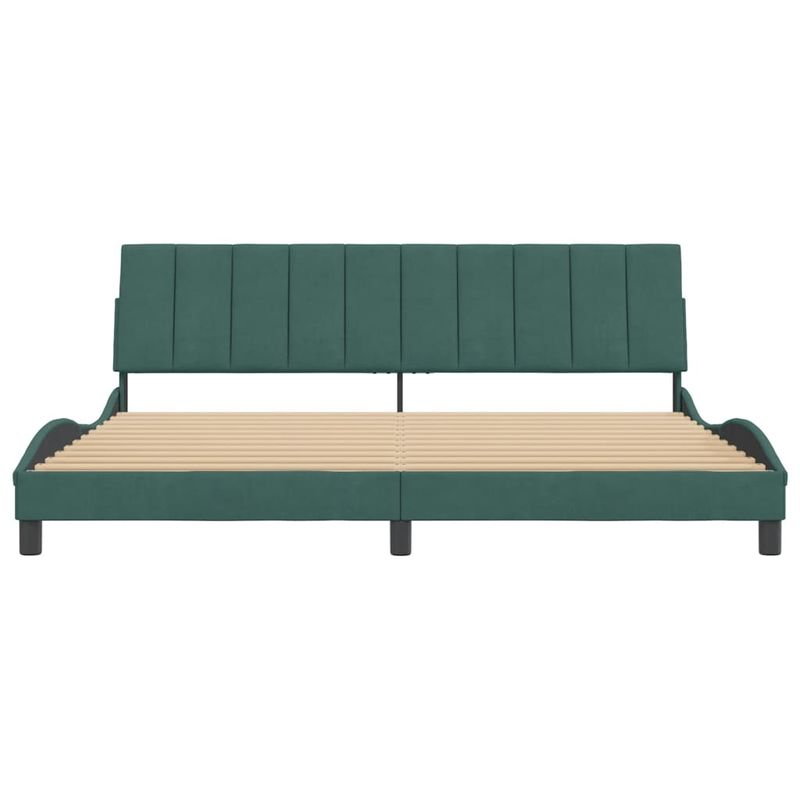 Casa si Gradina - Mobilier - Paturi si accesorii - Paturi - Cadru de pat cu tablie, verde inchis, 200x200 cm, catifea - Infinity.ro
